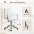 thumbnail image 3 of Homall Mid-Back Adjustable Office Desk Chair Faux Leather Ribbed Task Chair Vanity Chair with Armrest, White, 3 of 10