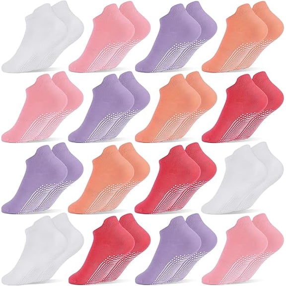 GENTABY 16 Pairs Toddler Grip Socks for Boys Girls Non Slip Ankle Grippy Socks for Baby Infant Kids Aged 1-7T
