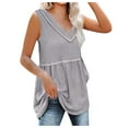 thumbnail image 2 of Wycnly Summer Tank Tops Solid V-Neck Sleeveless T Shirts for Women Comfy Soft Knitted Waffle Loose Swing Vest Blouses Gray xxl Clearance Under $5, 2 of 7