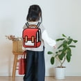 thumbnail image 6 of Holloyiver 3D Jump Style Kawaii Backpack, 16Inch Sketch Cute Cartoon 2D Drawing from Comic Paper Anime Bookbag School Supplies Fun Daypack (Red), 6 of 7