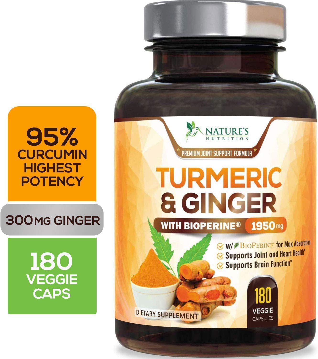 Turmeric Curcumin with Ginger 95 Curcuminoids 1950mg with Bioperine