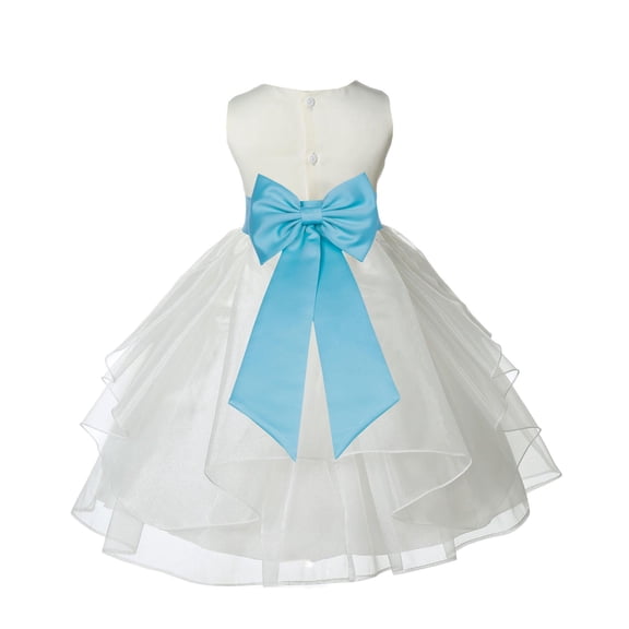 Ekidsbridal Ivory Spa Blue Shimmering Organza Flower Girl Dress Junior Beauty Pageant Mini Bridal Gown Ballroom Dance Recital 4613T 4