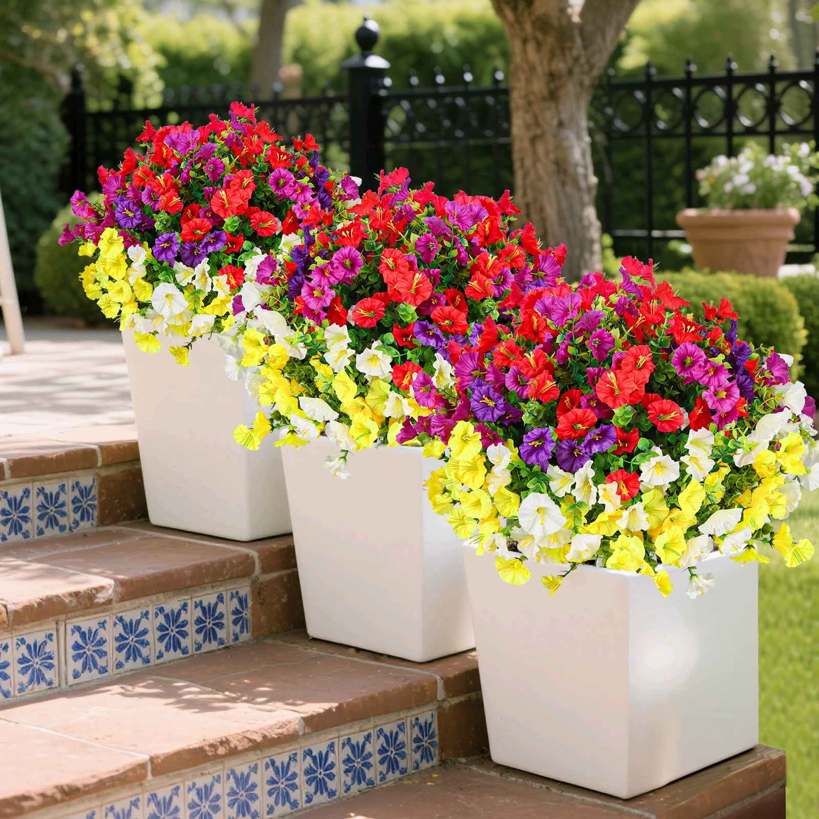 VKFVKF 24 Bundles Artificial Flowers for Outdoors