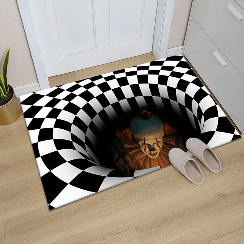 3D Vortex Illusion Carpet  Door Floor Mat Abstract Geometric Optical Doormat& 