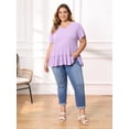 thumbnail image 2 of DARING DIVA Women's Plus Babydoll Tops V Neck Casual Loose Fit Blouses 2X Purple, 2 of 6