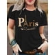thumbnail image 1 of Camiseta informal de manga corta con cuello redondo para mujer, cómoda prenda para exteriores, ideal para el tiempo libre en casa, con estampado "Paris Romantic" para adultos, hombres, mujeres, adole, 1 of 7