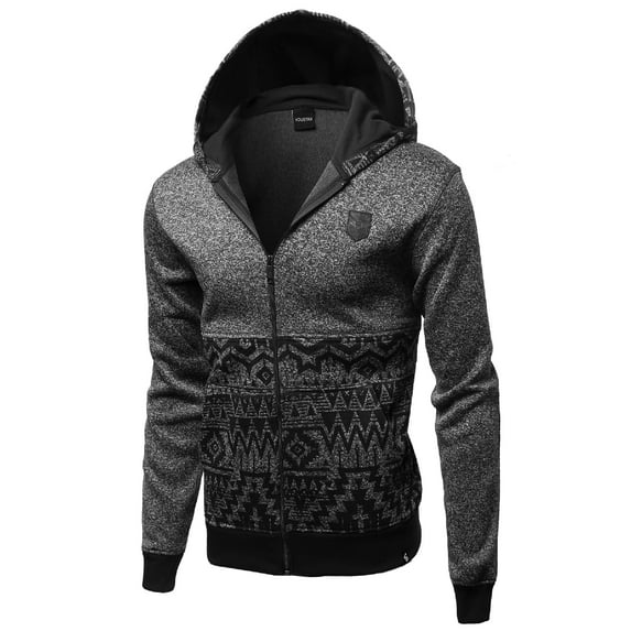 FashionOutfit Men's Fine Quality Plush Fleece Lined Zip up Hoodie Jacket