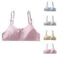 thumbnail image 7 of Virmaxy Solid Color Cotton Training Bra with Bow Adjustable Spaghetti Straps Clasp Breathable Teen Underwear for Everyday Comfort, for 10-15Y White, 7 of 7