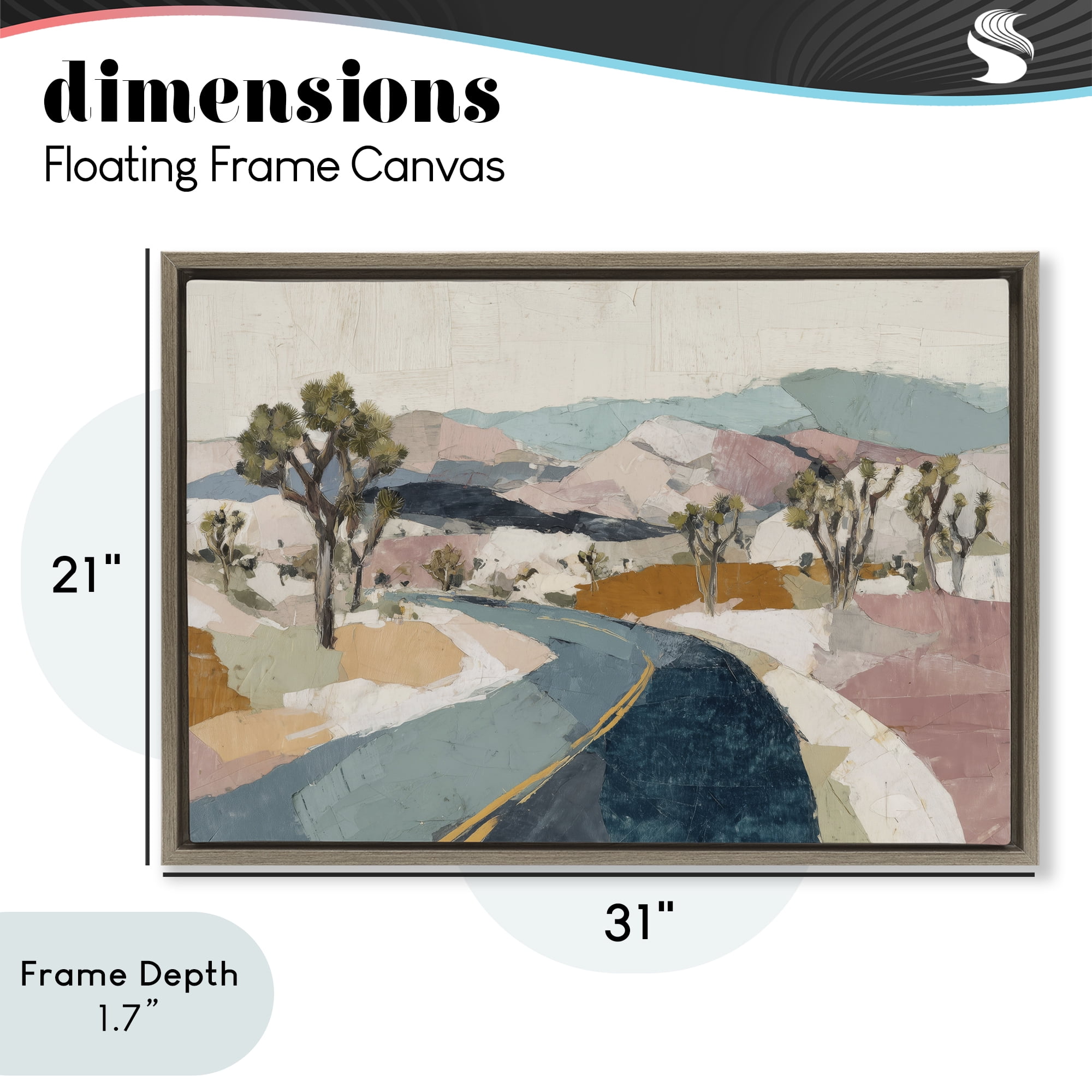 Stupell Industries Desert Highway Through Joshua Trees Brown Framed Floater Canvas Wall Art, design by Chromatic Storm Studio