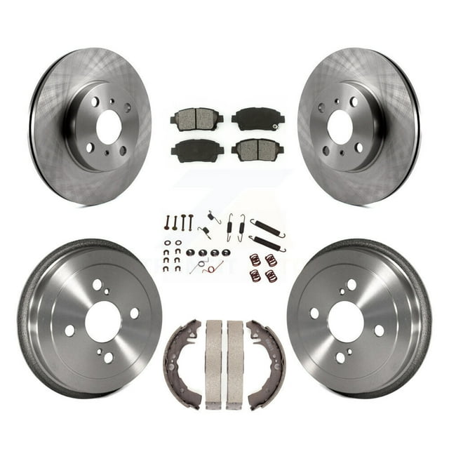 Transit Auto Front Rear Disc Brake Rotors Semi-Metallic Pads and Drum Kit (7Pc) for Car 2001-2005 Toyota Echo K8S-102136