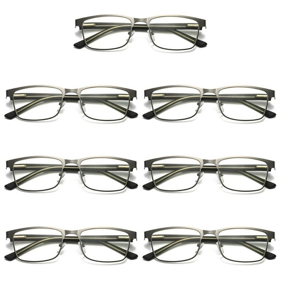 7 Pairs Mens Metal Frame Spring Hinge Blue Light Blocking Reading Glasses Readers  1.00