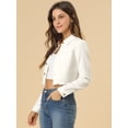 thumbnail image 2 of Chaqueta vaquera para mujer Chaqueta vaquera recortada lavada con botones deshilachados blanco XL, 2 of 6