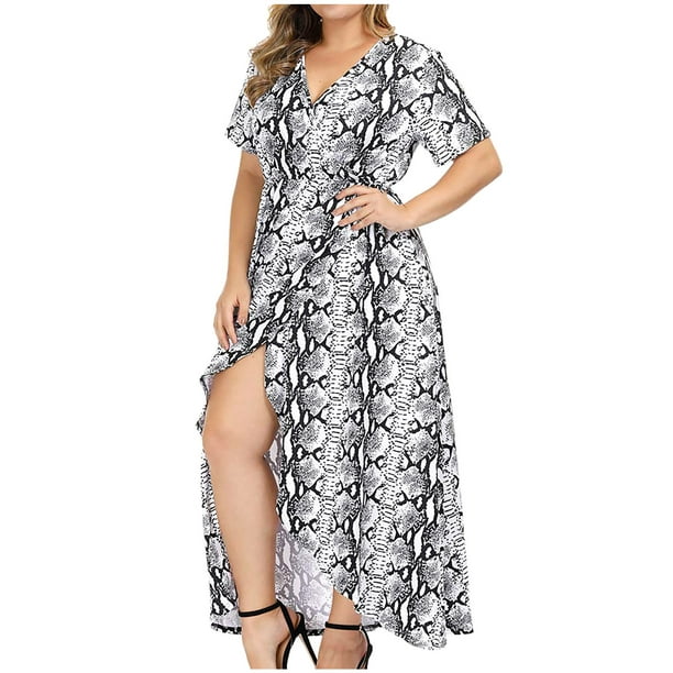 Fesfesfes Summer Dresses for Women Casual Printing V-Neck Sleeveless Pocket  Knee-length Dress