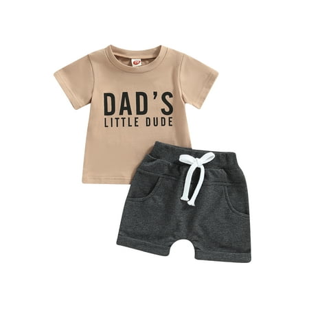 

Bagilaanoe 2pcs Toddler Baby Boy Short Pants Set Short Sleeve Letter Print T Shirt Tops + Shorts 3M 6M 12M 18M 24M 3T Kids Casual Summer Outfits