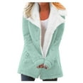 thumbnail image 2 of Women's Jacket Sherpa Fleece Lined Warm Winter Coat Button Down Casual Jacket with Pockets Mint Green M, 2 of 7