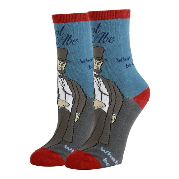 OoohYeah Women’s Funny Crew Socks Novelty Cute Cotton Socks, Honest Abe