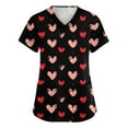 thumbnail image 2 of Womens Valentine's Day Scrub Tops Funny Love Heart Printed V-Neck Medical Shirt Tops Valentine's Day Scrubs Tops Working Nurse Uniforms with Pockets, 2 of 5