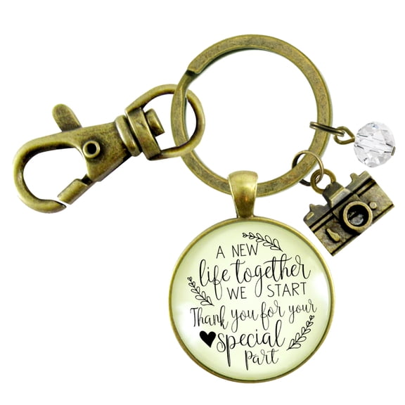 Wedding Photographer Gift Gutsy Goodness Bronze Keychain A New Life We Start Rustic Camera Thank You Card