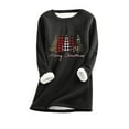 thumbnail image 1 of IROINID Chandail en Molleton de Noël pour Femmes Manches Régulières Automne Hiver Ample Vacances Détente Col Rond, Noir, 1 of 5
