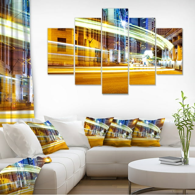 Trace de Circulation Floue en Mouvement dans une Ville Moderne - Impression sur Toile Très Grande