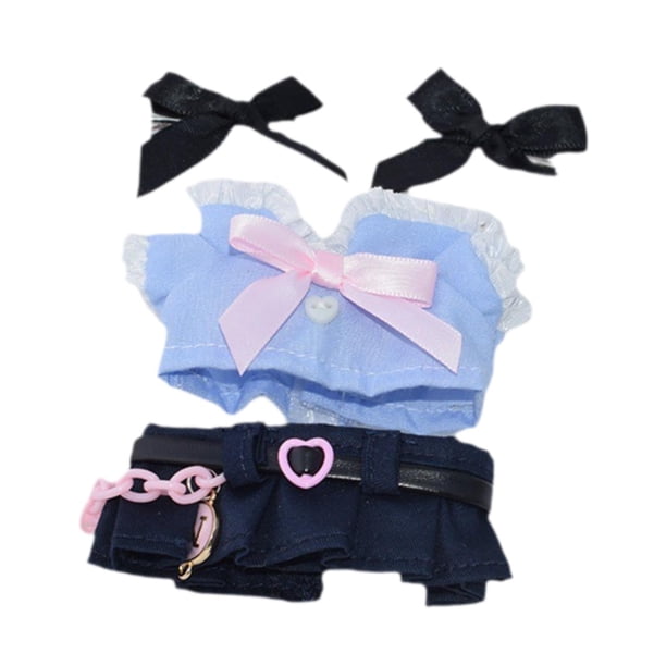 Ropa para muñecas de 17cm, ropa para muñecos colgantes para niños, disfraz suave, bonito vestido a la moda, uniforme, bonito traje ropa para muñecas Azul