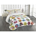 thumbnail image 3 of Ambesonne Zoo Quilted Bedspread Set 3 Pcs, Funny Cartoon Animals Set, King Size, Multicolor, 3 of 5