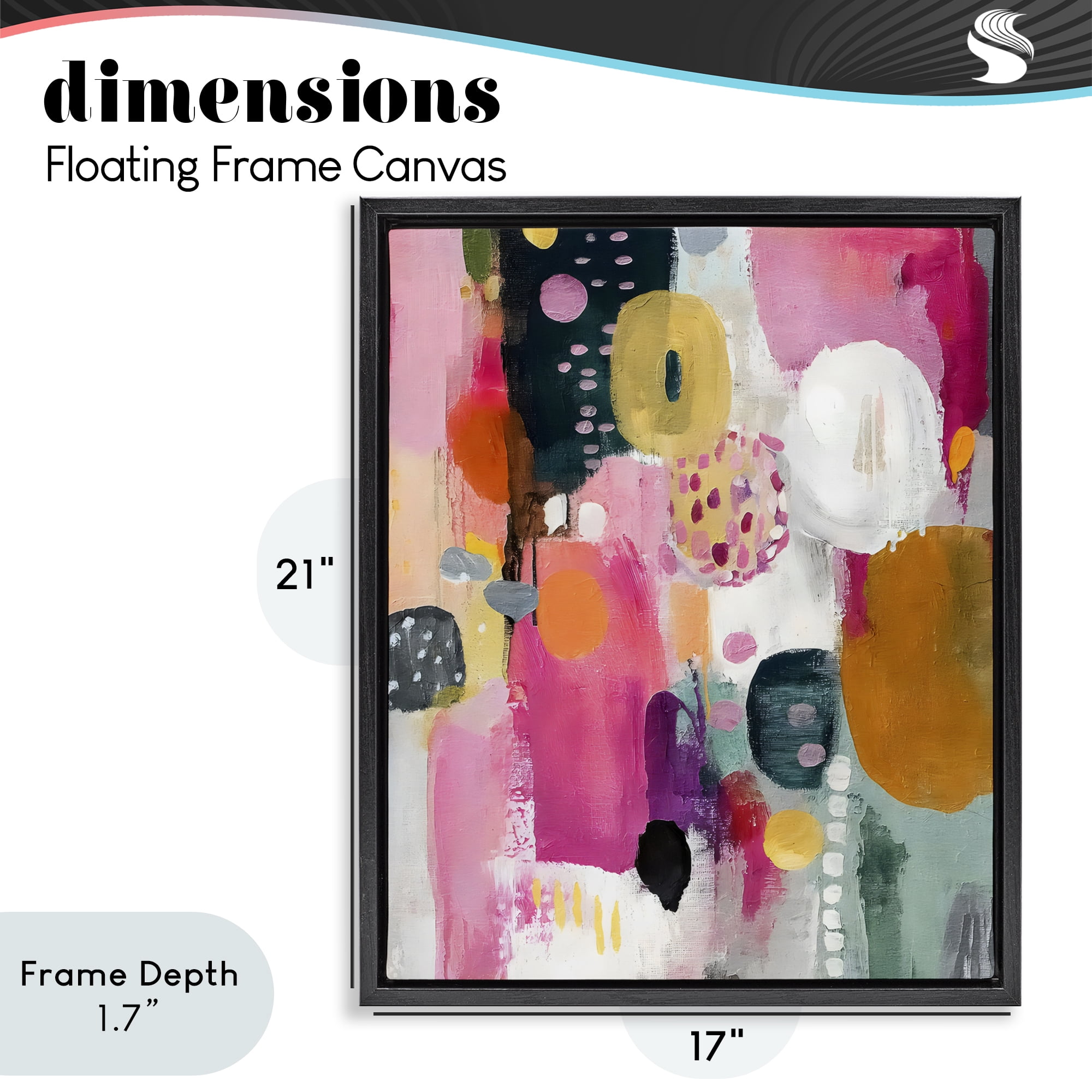 Stupell Industries Abstract Blooms Cascade Black Framed Floater Canvas Wall Art, design by Riley B