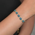 thumbnail image 5 of Gem Stone King 18K Yellow Gold Plated Silver London Blue Topaz and White Topaz Tennis Bracelet for Women (7.84 Cttw, Gemstone Birthstone, Fully Adjustable up to 9 inch), 5 of 5