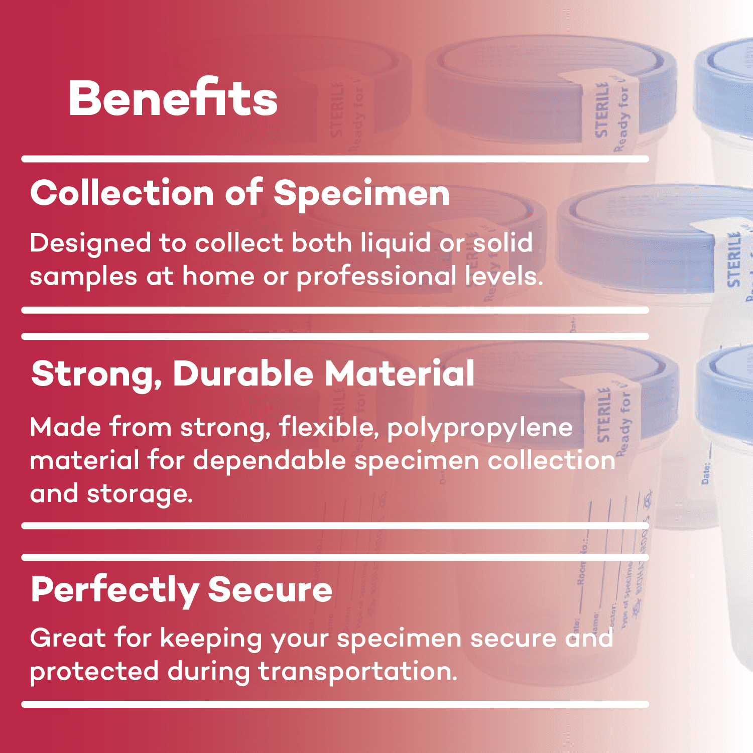 Dealmed Specimen Container with Screw on Leak Resistant Lid | Sterile Single Use Cup with Tamper Evident Seal | 4 oz. (1 Count)