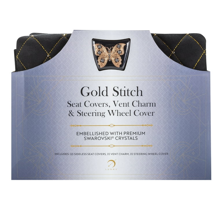 Pilot Gold Seat Cover Combo Embellished with Swarovski Crystals