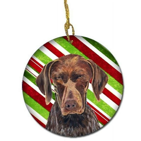 German Shorthaired Pointer Candy Cane Holiday Christmas Ceramic Ornament