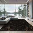 thumbnail image 2 of ODIKA 6'x9' Black And Brown Boho Academia Vintage Washable Area Rug Distressed Bloom Spread Rustic Frame Earthy Antique for Queen Size Bedroom, Under Bed, Master Suite, Easy Care, Non-Shedding, 2 of 6