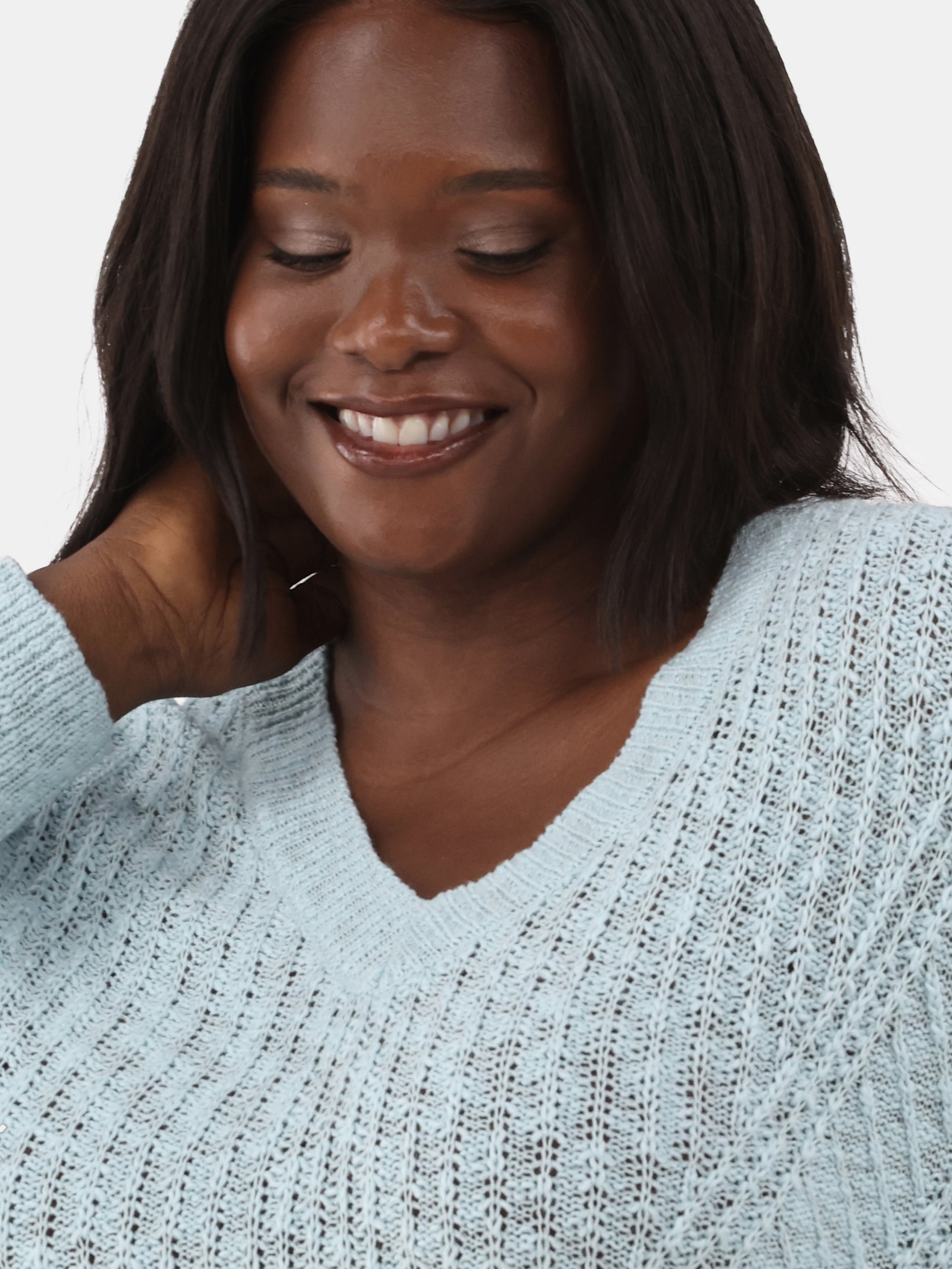 Terra & Sky Women's Plus V-Neck Sweater, Midweight, Sizes 0X-5X