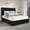 Black, variant on SHA CERLIN Queen Size Bed Frame, Corduroy Upholstered Platform Bed, Adjustable Vertical Channel Tufted Headboard, Modern Low Profile Frame, No Box Spring Needed, Easy Assembly, Black