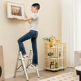 thumbnail image 3 of Gymax 2-Step Aluminum Folding Ladder, Lightweight with Non-Slip Pedal, 330 lbs Capacity, 3 of 10