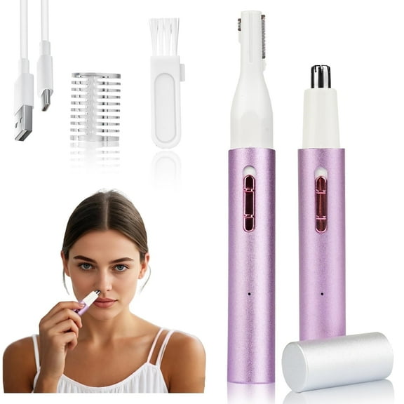 Electric Nose and Ear Hair Trimmer for Women Men – Painless Facial and Eyebrow Hair Remover, Dual-Edge Blades, IPX7 Waterproof, Compact Portable Electric Clipper