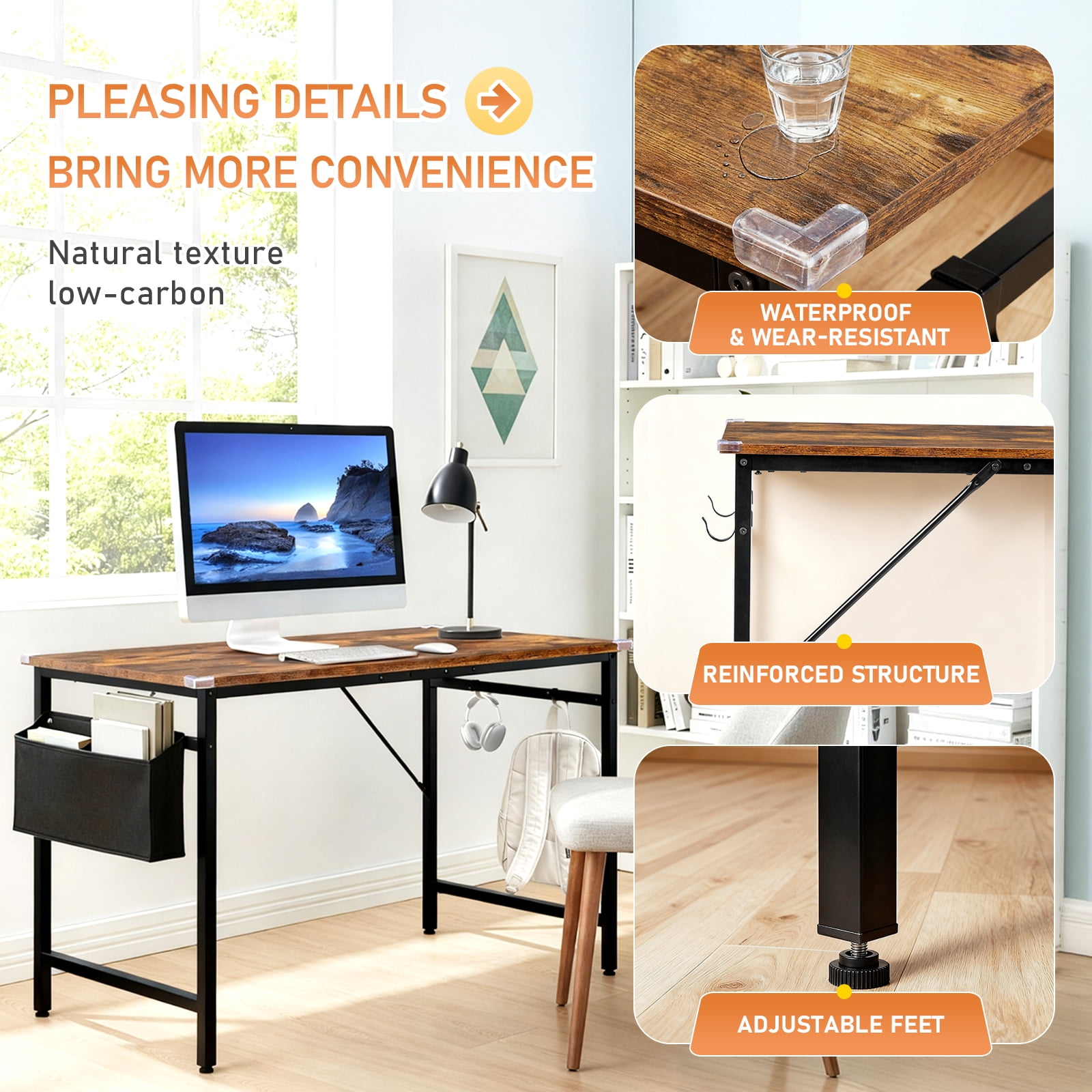 Ktaxon 47" Wood Computer Gaming Desk PC Laptop Study Table Workstation Home Office Furniture, Retro