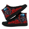 thumbnail image 3 of Coolcustomize Women's Black Rose & Red Splatter Design High Top Sneakers, Lightweight Lace-Up Casual Shoes, Lady Breathable Fabric & Durable Rubber Sole Boots for Halloween Parties, Streetwear Lover, 3 of 11