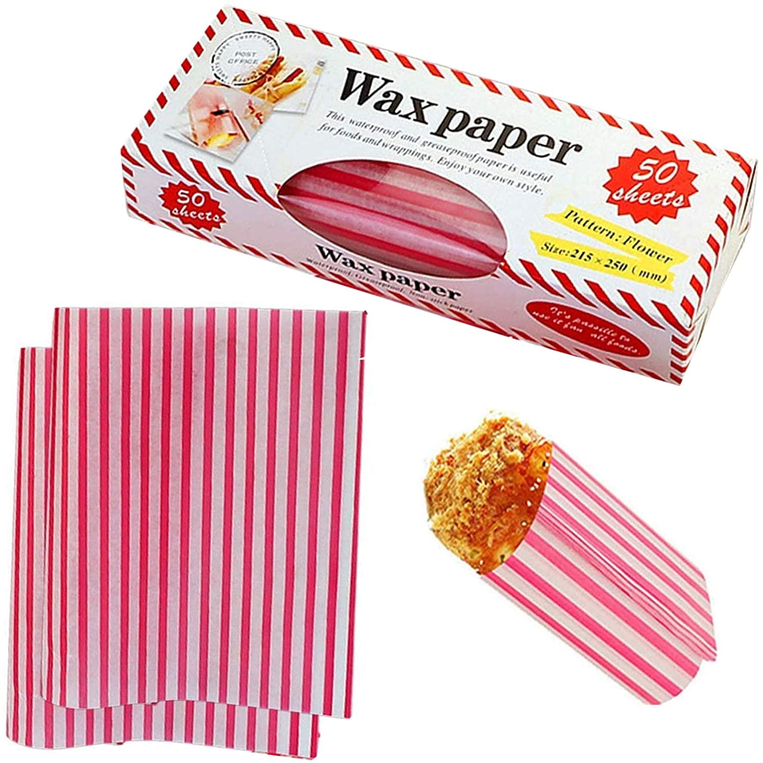 Conditiclusy 50 Pcs Food Wrapping Paper Exquisite Pattern No Odor  Lightweight Greaseproof Wax Pape Food Oilproof Paper for Refrigerator