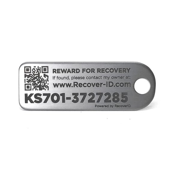 Etiqueta de identificación KeySmart RecoverID de acero inoxidable plateada