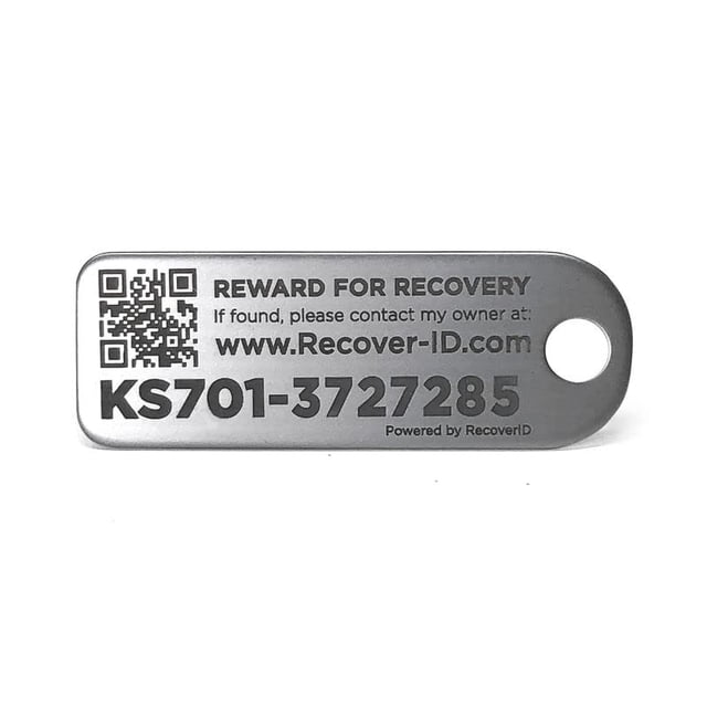 Etiqueta de identificación KeySmart RecoverID de acero inoxidable plateada