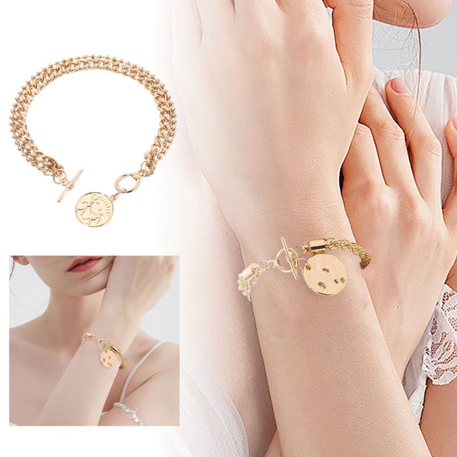 Pulsera con charm de corazón de acero inoxidable para mujer, joya elegante y duradera