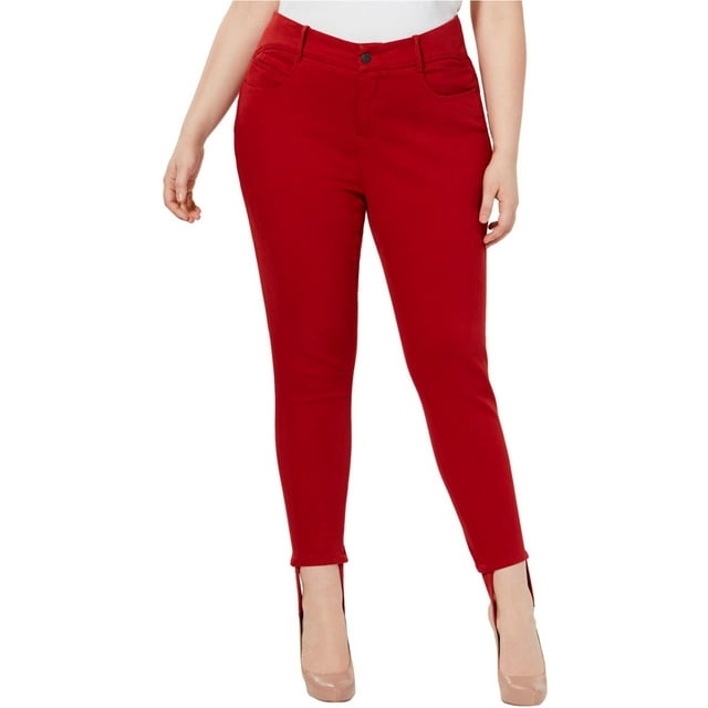 YSJ Womens Queen Stirrup Skinny Fit Jeans, Red, Plus Size, 18W
