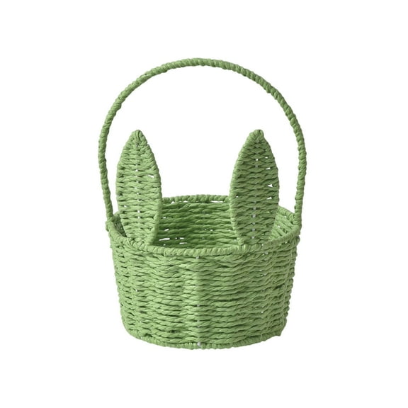 Easter Gift! Tunhigl Easter Woven Bunny Basket Long Ears Bunny Storage Basket Tote Bag Easter Eggs Storage Basket Kids Gift Storage Tote Bag