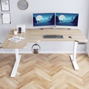 MXTARK 59-Inch Large Electric Height Adjustable Computer L-Shaped Desk with Memory Controller Corner Standing Desk Modern Workstation with Splice Board Game Ergonomic