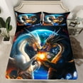 thumbnail image 2 of Feelyou Dragon Monster Bed Sheets for Boys Girls, Magical Wildlife King Sheets, Earth Planet Star Sheet Set, 2 of 7