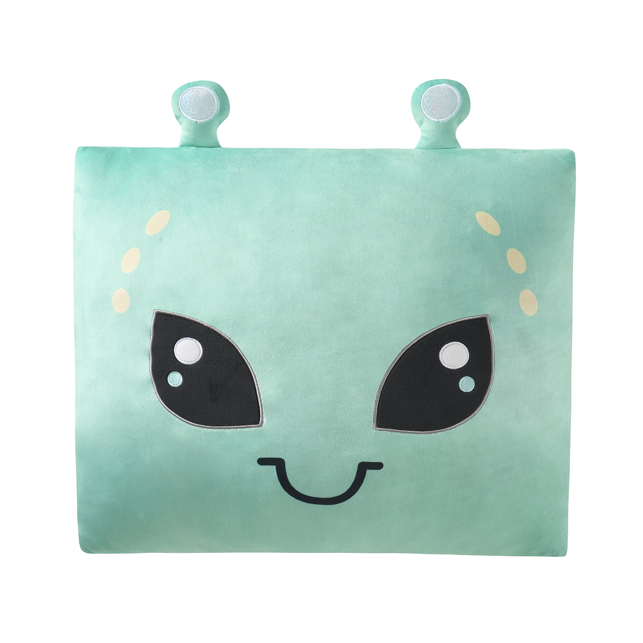 (2 pack) Your Zone Alien Snuggly Decorative Pillow 18" x 18", Teal