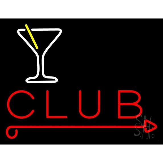 Martini Glass Club LED Neon Sign 24 x 31 - inches, Clear Edge Cut Acrylic Backing, with Dimmer - Bright and Premium built indoor LED Neon Sign for Bar decor.