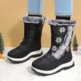thumbnail image 2 of Black Kids' Winter Boots With Fleece Lining, Snowflake Pattern, High Top, Comfortable Soft Sole For Outdoor Fun, 2 of 7