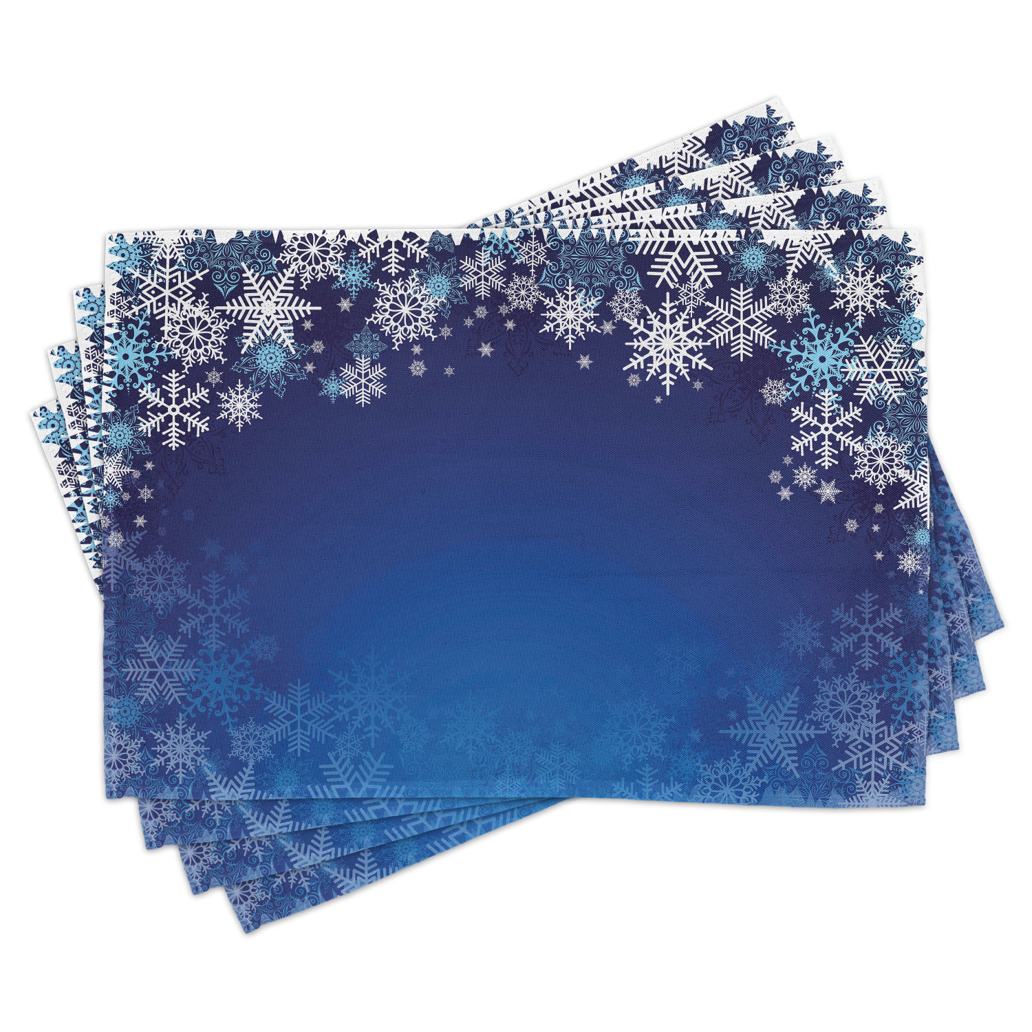 Christmas Placemats Set of 4 Ornamental White Snowflakes in Various